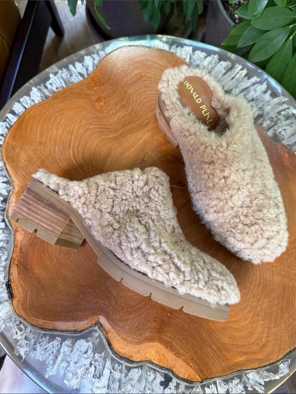Donald J. Pliner Plush Beige Sherpa Slip-On Mules